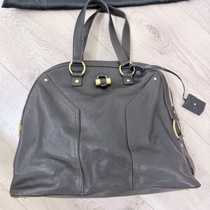 Elegant Black Leather Tote Bag